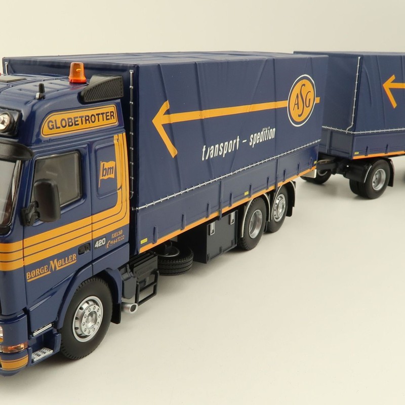 Tekno 81222 - Volvo FH12 Globetrotter Rigid Truck with Trailer Curtainside - Borge Moller ASG - Scale 1:50