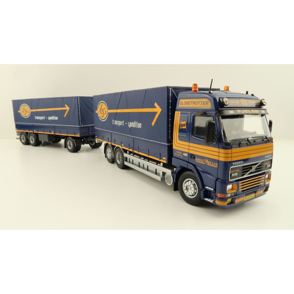 Tekno 81222 - Volvo FH12 Globetrotter Rigid Truck with Trailer Curtainside - Borge Moller ASG - Scale 1:50