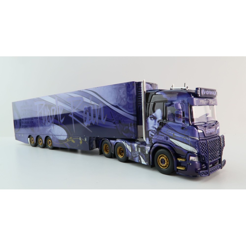 Tekno 81282 - Scania NG R Serie 6x2 Truck with Reefer Trailer - VOWA Transport Prince Purple Rain - Scale 1:50