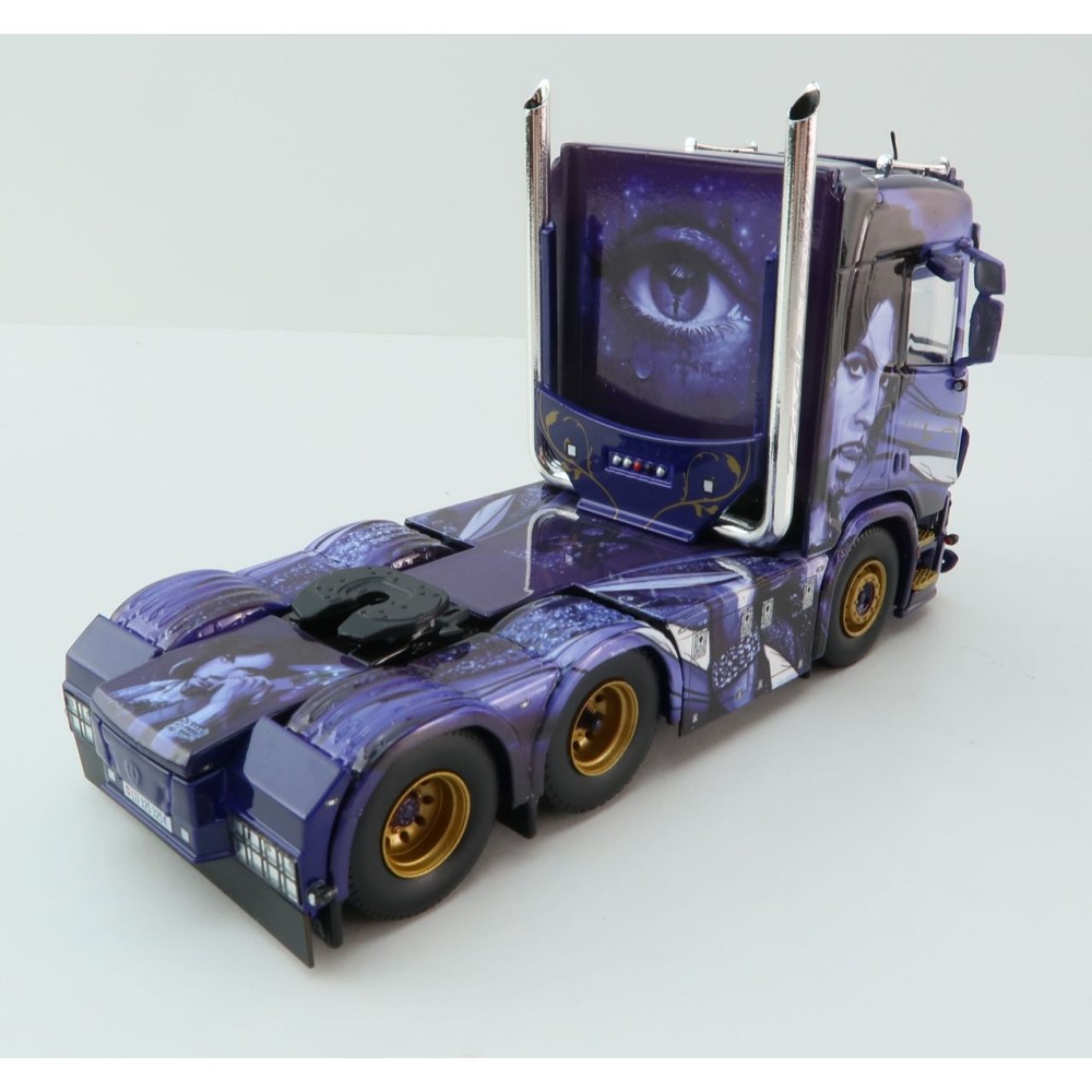 Tekno 81282 - Scania NG R Serie 6x2 Truck with Reefer Trailer - VOWA Transport Prince Purple Rain - Scale 1:50