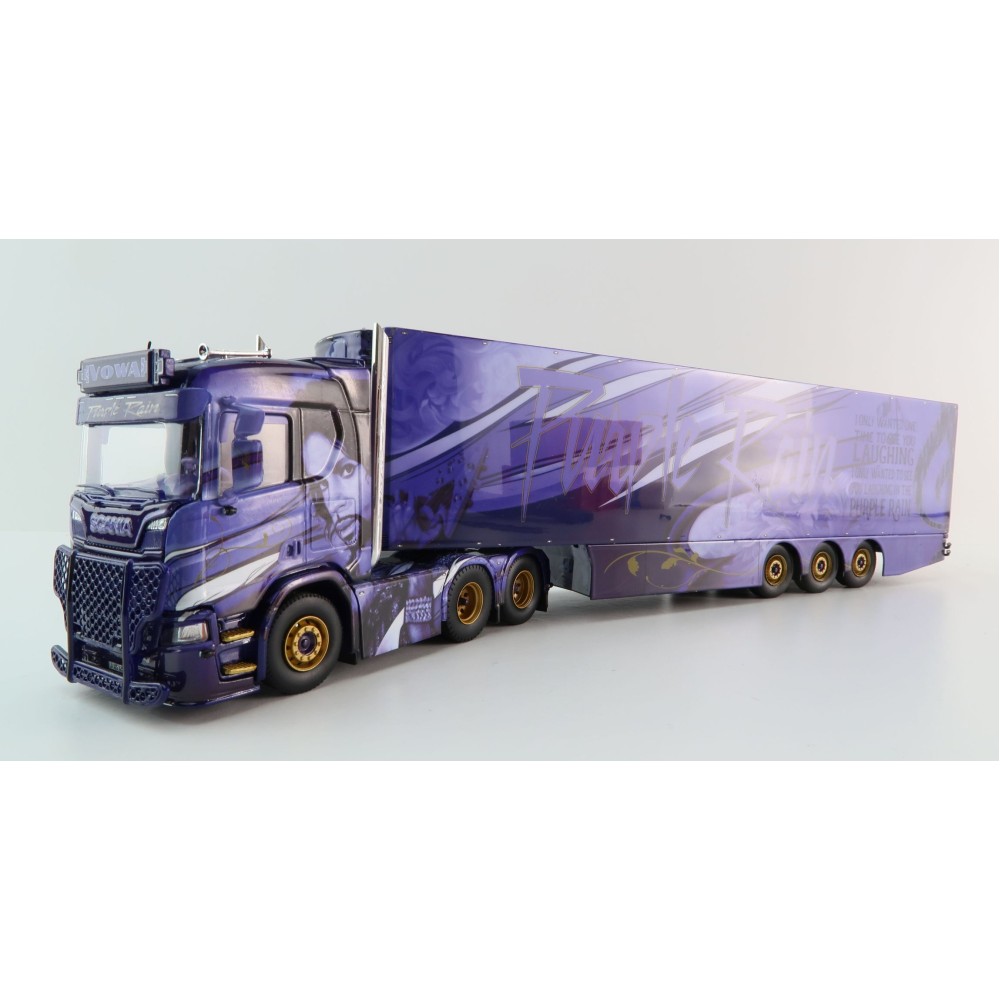 Tekno 81282 - Scania NG R Serie 6x2 Truck with Reefer Trailer - VOWA Transport Prince Purple Rain - Scale 1:50
