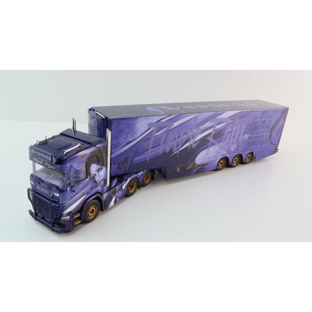 Tekno 81282 - Scania NG R Serie 6x2 Truck with Reefer Trailer - VOWA Transport Prince Purple Rain - Scale 1:50
