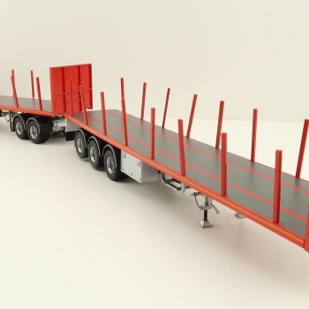 Tekno 82402 Australian Double Flatbed Trailer Set with Dolly Red Scale 1:50