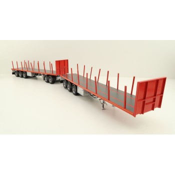 Tekno 82402 Australian Double Flatbed Trailer Set with Dolly Red Scale 1:50