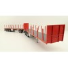 Tekno 82402 Australian Double Flatbed Trailer Set with Dolly Red Scale 1:50