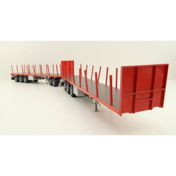 Tekno 82402 Australian Double Flatbed Trailer Set with Dolly Red Scale 1:50