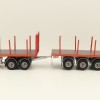 Tekno 82402 Australian Double Flatbed Trailer Set with Dolly Red Scale 1:50