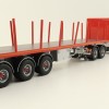 Tekno 82402 Australian Double Flatbed Trailer Set with Dolly Red Scale 1:50