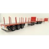 Tekno 82402 Australian Double Flatbed Trailer Set with Dolly Red Scale 1:50
