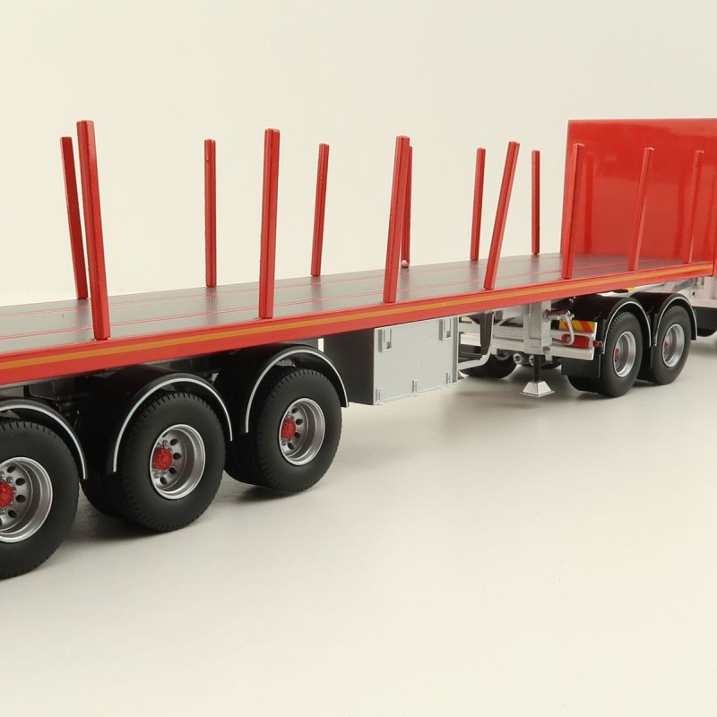 Tekno 82402 Australian Double Flatbed Trailer Set with Dolly Red Scale 1:50