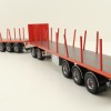 Tekno 82402 Australian Double Flatbed Trailer Set with Dolly Red Scale 1:50
