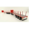 Tekno 82402 Australian Double Flatbed Trailer Set with Dolly Red Scale 1:50