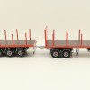 Tekno 82402 Australian Double Flatbed Trailer Set with Dolly Red Scale 1:50