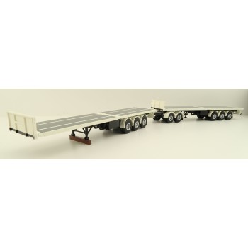Tekno 82836 Australian Double Flatbed Trailer Set with Dolly White Black Scale 1:50