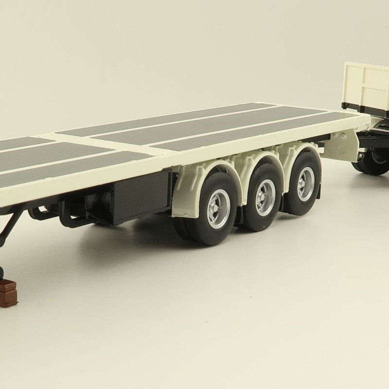 Tekno 82836 Australian Double Flatbed Trailer Set with Dolly White Black Scale 1:50