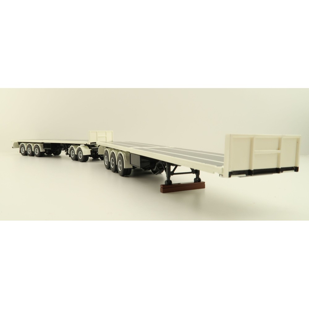 Tekno 82836 Australian Double Flatbed Trailer Set with Dolly White Black Scale 1:50