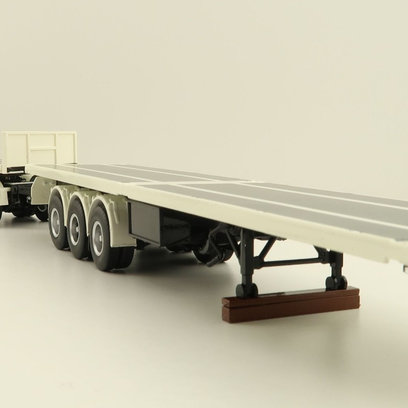 Tekno 82836 Australian Double Flatbed Trailer Set with Dolly White Black Scale 1:50