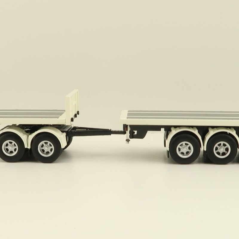 Tekno 82836 Australian Double Flatbed Trailer Set with Dolly White Black Scale 1:50