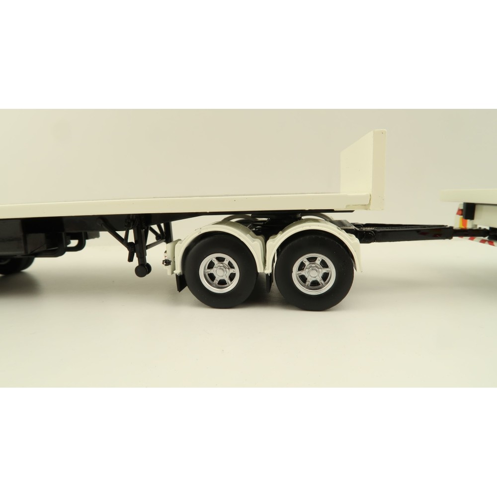 Tekno 82836 Australian Double Flatbed Trailer Set with Dolly White Black Scale 1:50