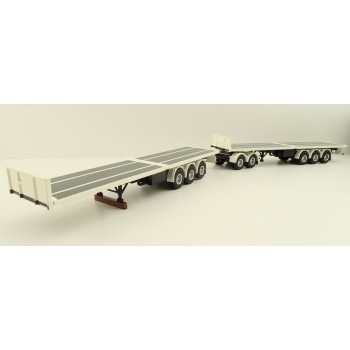 Tekno 82836 Australian Double Flatbed Trailer Set with Dolly White Black Scale 1:50