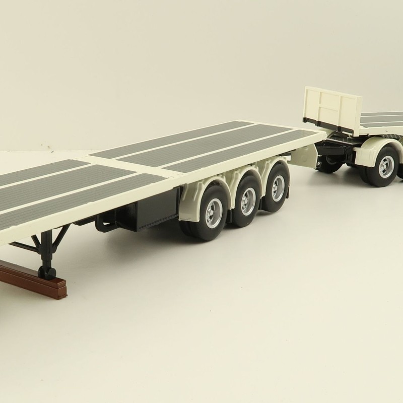 Tekno 82836 Australian Double Flatbed Trailer Set with Dolly White Black Scale 1:50