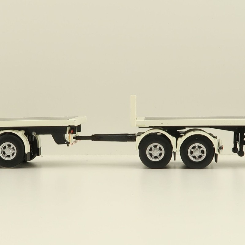 Tekno 82836 Australian Double Flatbed Trailer Set with Dolly White Black Scale 1:50