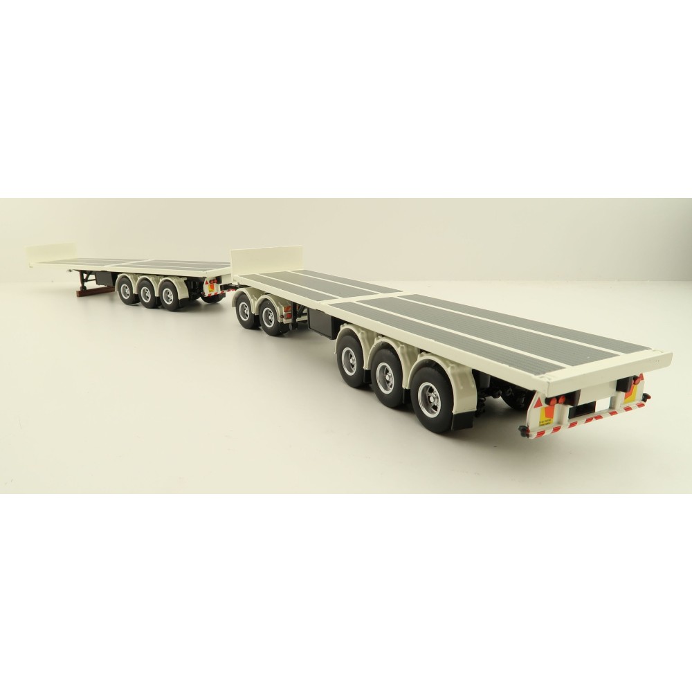 Tekno 82836 Australian Double Flatbed Trailer Set with Dolly White Black Scale 1:50