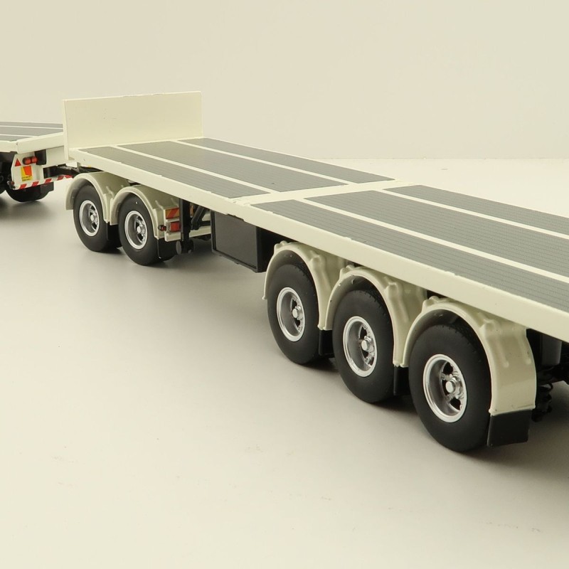 Tekno 82836 Australian Double Flatbed Trailer Set with Dolly White Black Scale 1:50