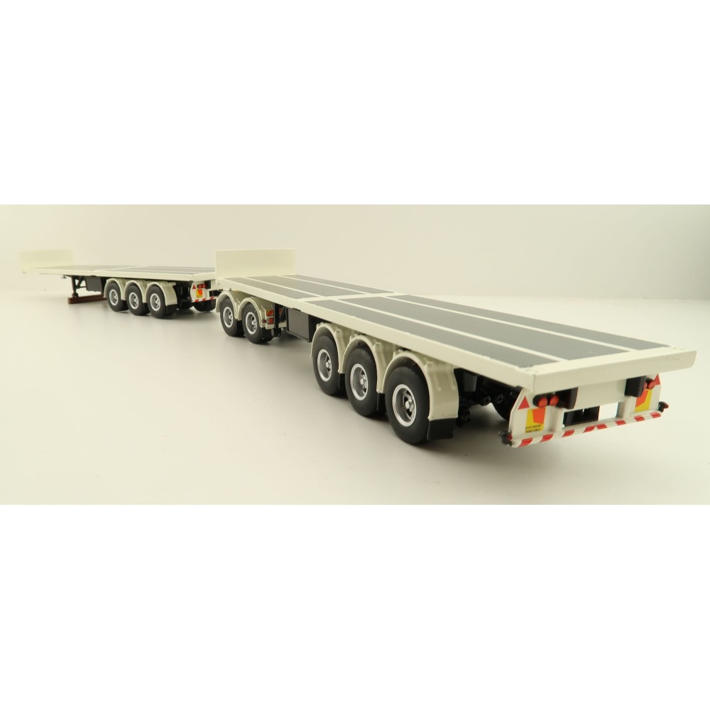 Tekno 82836 Australian Double Flatbed Trailer Set with Dolly White Black Scale 1:50