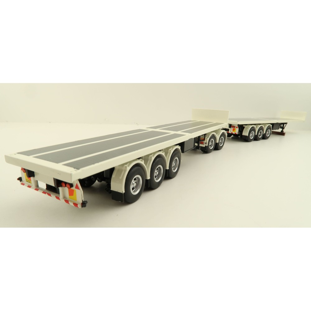 Tekno 82836 Australian Double Flatbed Trailer Set with Dolly White Black Scale 1:50