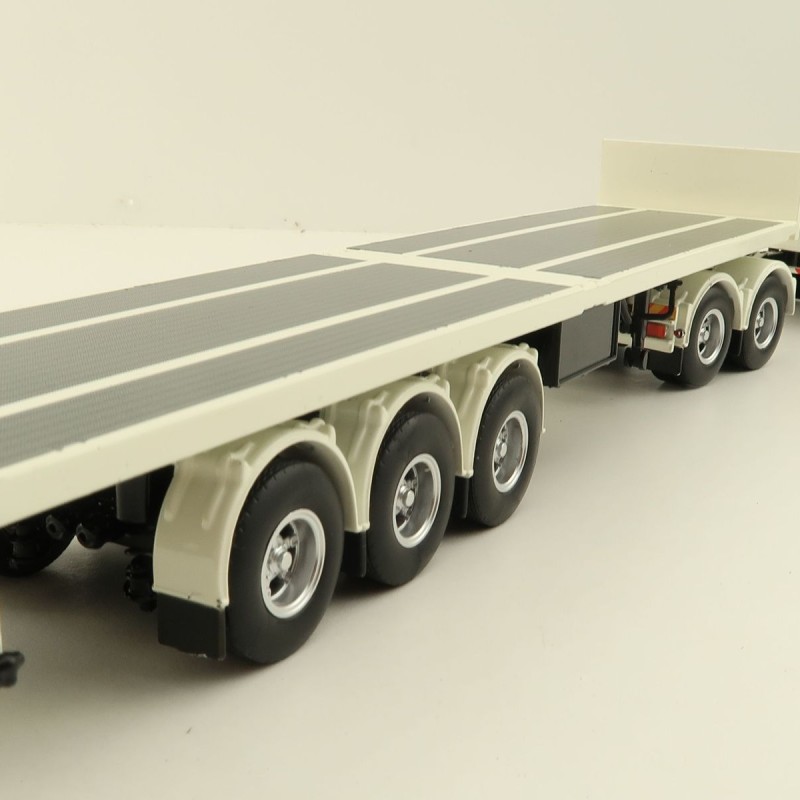 Tekno 82836 Australian Double Flatbed Trailer Set with Dolly White Black Scale 1:50