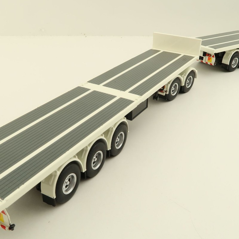 Tekno 82836 Australian Double Flatbed Trailer Set with Dolly White Black Scale 1:50