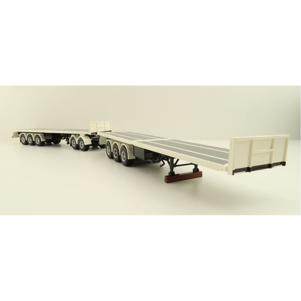 Tekno 82836 Australian Double Flatbed Trailer Set with Dolly White Black Scale 1:50