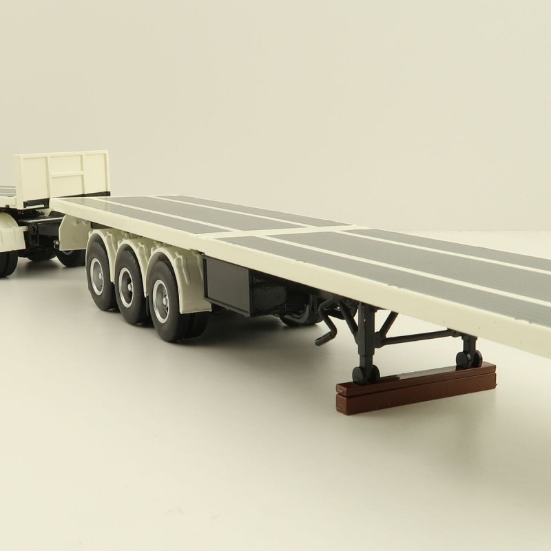 Tekno 82836 Australian Double Flatbed Trailer Set with Dolly White Black Scale 1:50