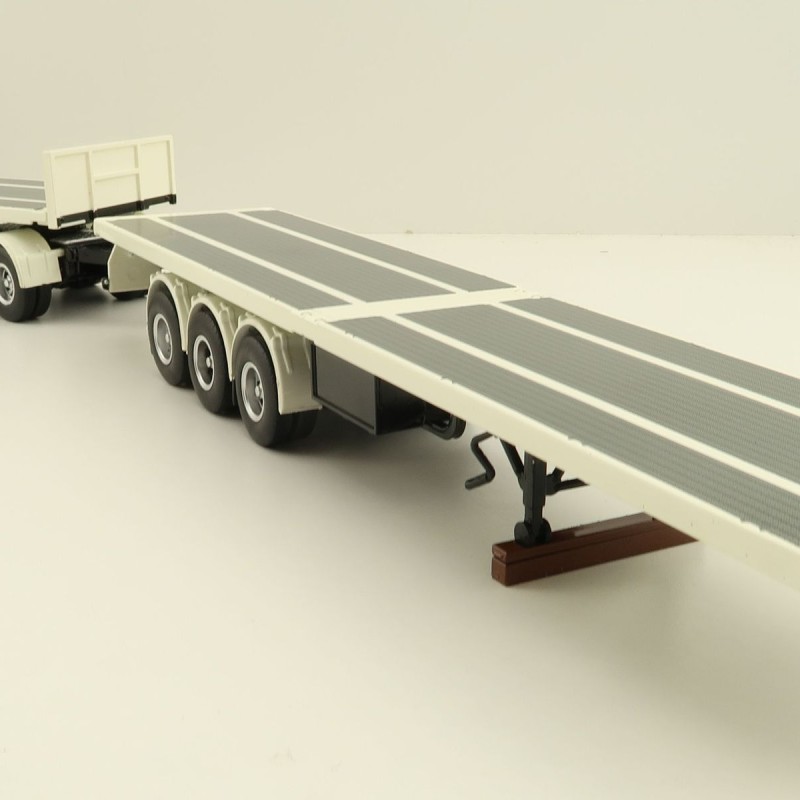 Tekno 82836 Australian Double Flatbed Trailer Set with Dolly White Black Scale 1:50