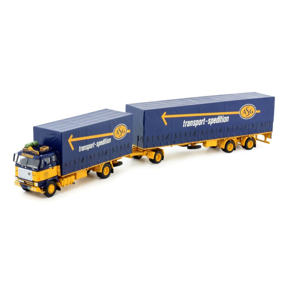 Tekno 82861 - Volvo F88 4x2 Rigid Truck with Curtainside Trailer - ASG Sigurd Andersson - Scale 1:50