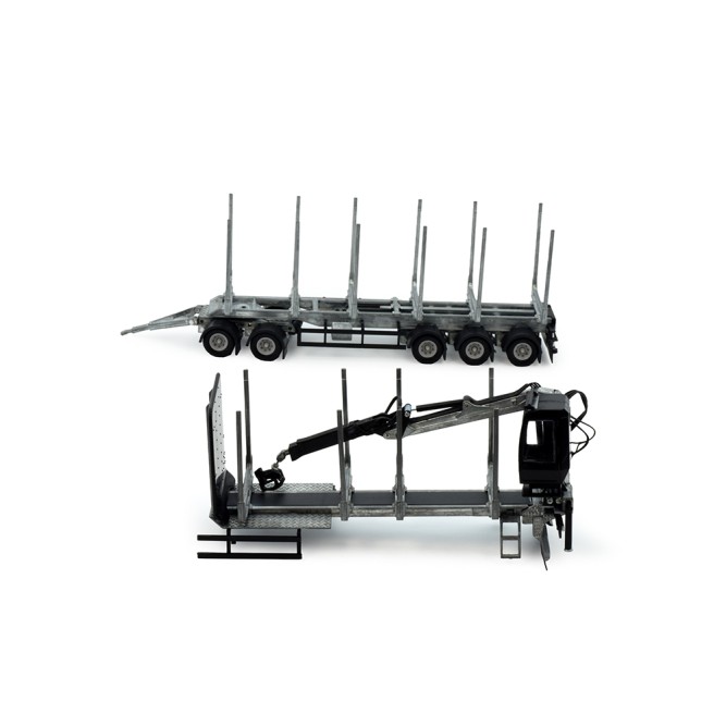 Tekno Parts 83175 Swedish Logging Transport Construction With Crane and Trailer Model Kit - Scale 1:50