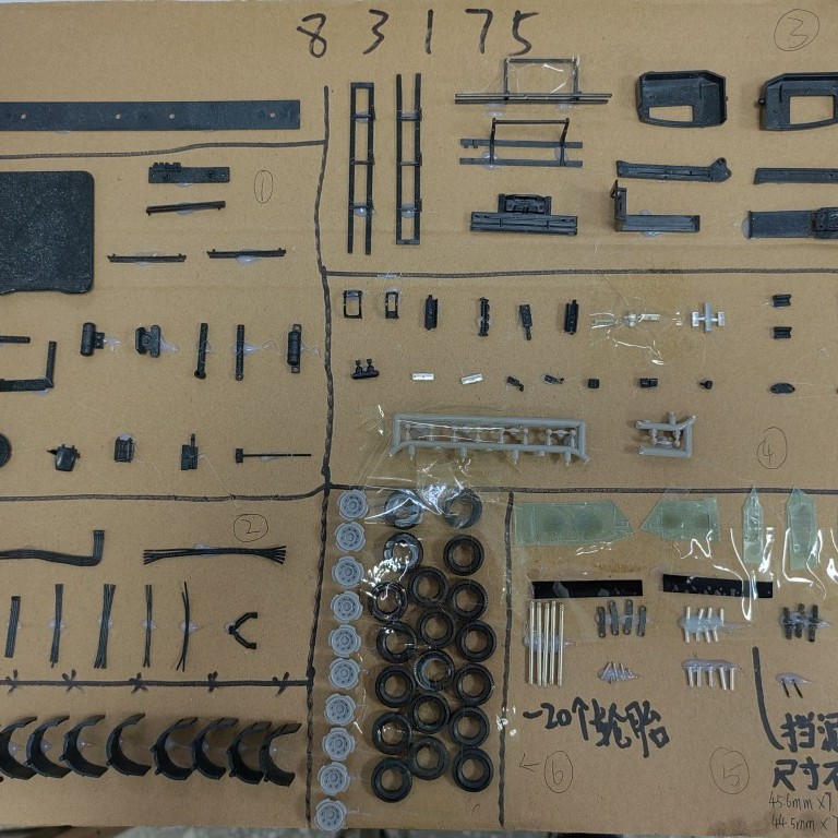 Tekno Parts 83175 Swedish Logging Transport Construction With Crane and Trailer Model Kit - Scale 1:50