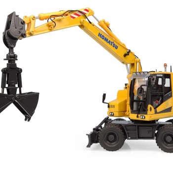 Universal Hobbies UH8162 Komatsu PW148-11 Wheeled Excavator with Bucket and Clamshell - Scale 1:50