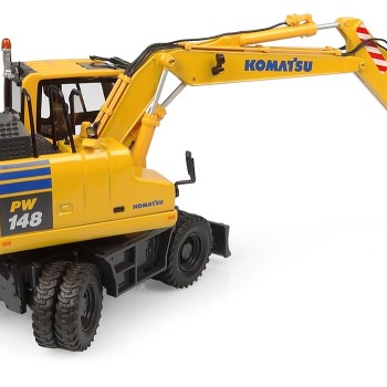 Universal Hobbies UH8162 Komatsu PW148-11 Wheeled Excavator with Bucket and Clamshell - Scale 1:50