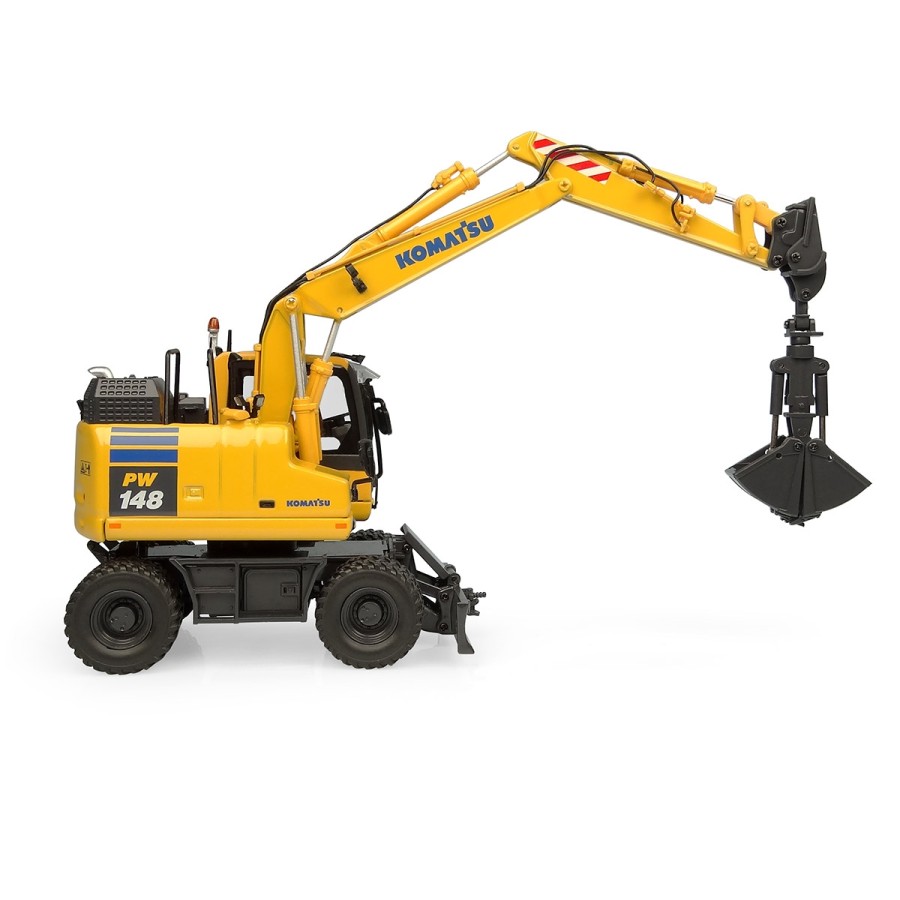 Universal Hobbies UH8162 Komatsu PW148-11 Wheeled Excavator with Bucket and Clamshell - Scale 1:50