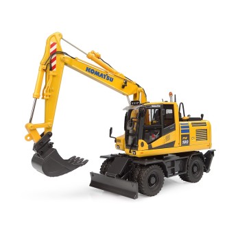 Universal Hobbies UH8163 Komatsu PW180-11 Wheeled Excavator with Bucket and Jackhammer - Scale 1:50