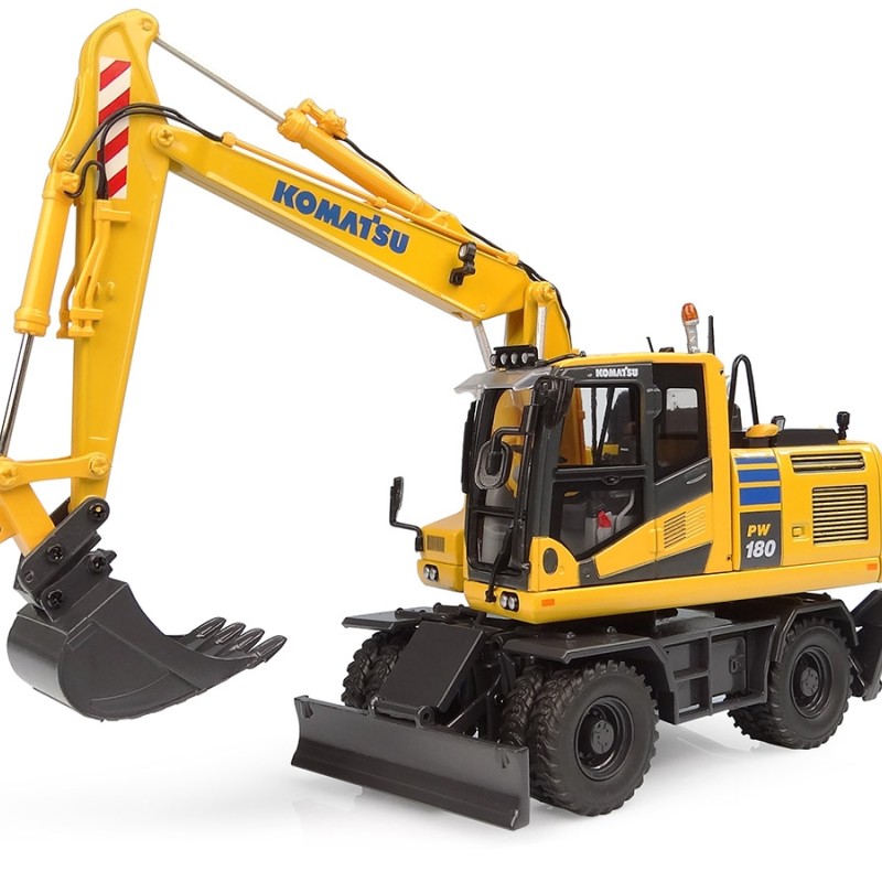 Universal Hobbies UH8163 Komatsu PW180-11 Wheeled Excavator with Bucket and Jackhammer - Scale 1:50