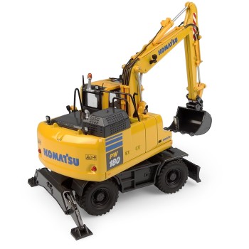 Universal Hobbies UH8163 Komatsu PW180-11 Wheeled Excavator with Bucket and Jackhammer - Scale 1:50