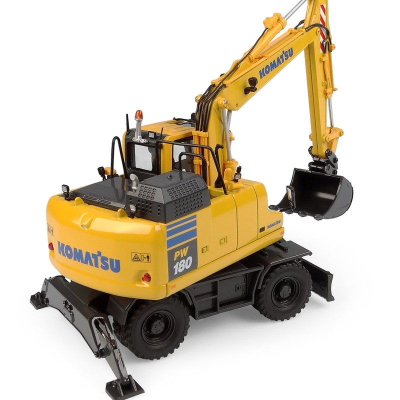 Universal Hobbies UH8163 Komatsu PW180-11 Wheeled Excavator with Bucket and Jackhammer - Scale 1:50
