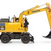 Universal Hobbies UH8163 Komatsu PW180-11 Wheeled Excavator with Bucket and Jackhammer - Scale 1:50
