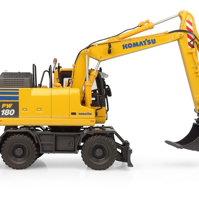 Universal Hobbies UH8163 Komatsu PW180-11 Wheeled Excavator with Bucket and Jackhammer - Scale 1:50