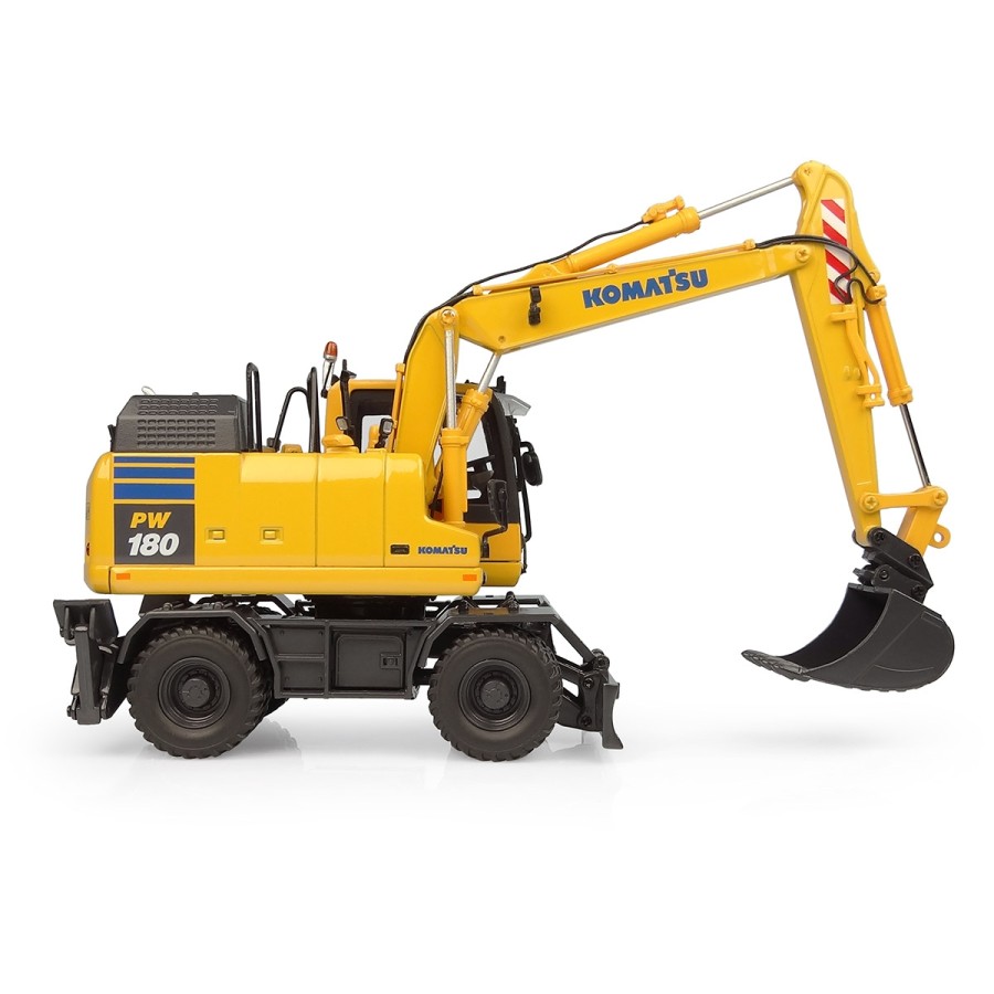Universal Hobbies UH8163 Komatsu PW180-11 Wheeled Excavator with Bucket and Jackhammer - Scale 1:50