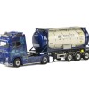 WSI 01-2299 Volvo FH4 Globetrotter XL Truck with 3-Axle Container Trailer & 20 ft Tank Container - Ingo Dinges - Scale 1:50