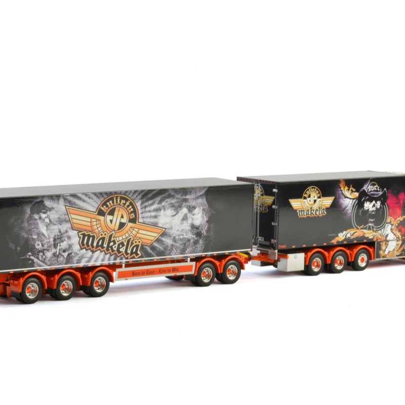 WSI 01-2336 VOLVO FH4 GLOBETROTTER XL 8x4 RIGED BOX TRUCK SWEDEN COMBO Kuljetus JP Mäkelä Oy - 1:50